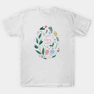 Happy Easter egg decorated with flowers and plants T-Shirt